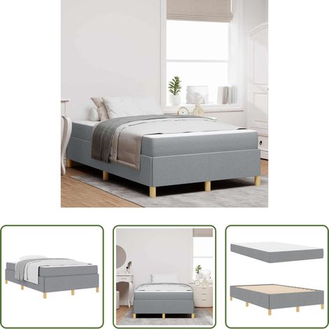 vidaXL Stoffbett - Bettrahmen mit Matratze Hellgrau 120 x 190 cm Stoff (1/5)