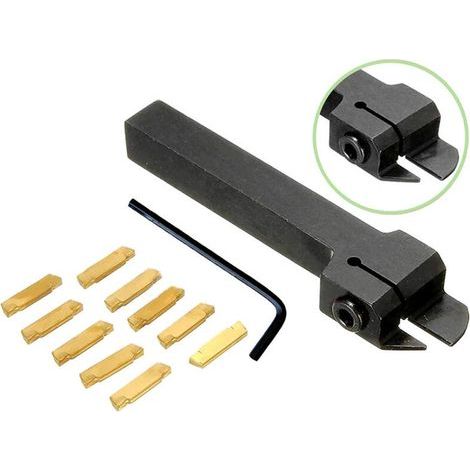 Porte-outil MGMN200 pour tour CNC 100mm – Acier allié 40CR – 10 inserts MGMN200-G pour acier et inox – Clé incluse (1/5)