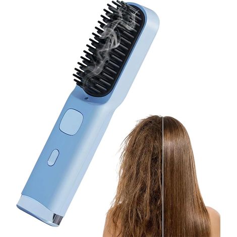Brosse lissante chauffante,USB Rechargeable Chauffage Rapide 4 Réglages de Température Brosse Lissante Portable pour Cheveux - Usage Domicile, Dortoir, Voyage, Déplacement Professionnel, Coiffure Qu (1/5)