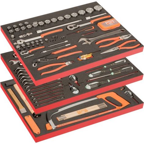 BAHCO - Composition de 3 modules mousse avec 158 outils à usage général (1/2)