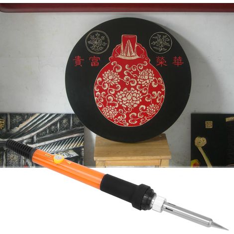 Fer à souder professionnel réglable 220V avec 53 accessoires - Pistolet à colle orange pour travaux précis (1/5)