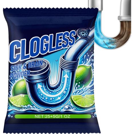 Déboucheur Canalisation,Nettoyant pour Canalisation et WC,Poudre Nettoyante Pour Éviers,Toilettes et Salle de Bain,Sink and Drain Cleaner pour Cuisine et Salle de Bain,Élimination des Bouchons,25+5g (1/5)