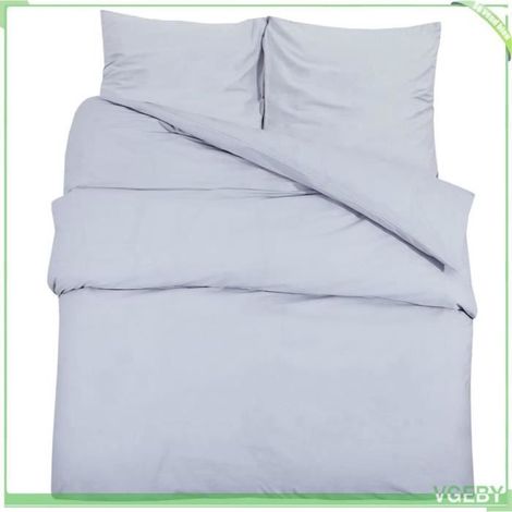 Ensemble de housse de couette - V GEBY - Gris - Microfibre légère - 200x200 cm - Douceur exceptionnelle (1/4)