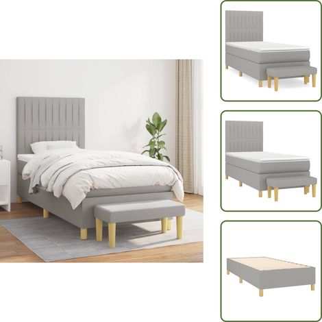 Boxspringbett mit Matratze Hellgrau 90x190 cm Stoff - Boxspringbett - Doppelbett - Schlafraum - Bettgestell - Bettauflage (1/5)