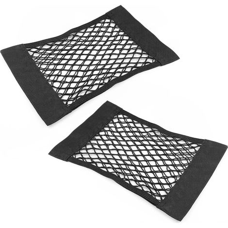 2 Filets de Rangement 38x25 cm, Fixation, Polyester Résistant, Coffre et Sièges Auto