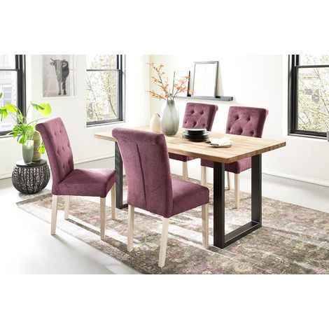 Table de salle à manger rectangulaire en bois hêtre massif huilé naturel, pieds en métal noir - longueur 180 x hauteur 77 x profondeur 90 cm