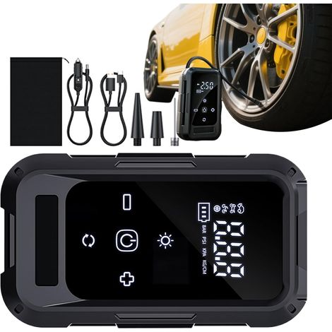 Compresseur d'air portable, gonfleur de pneu sans fil – Pompe électrique rechargeable à affichage numérique pour le camping, la conduite longue distance, l'entretien de la moto, le garage, le véhicule (1/5)