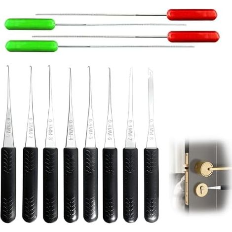 12PCS Extracteur De Clef Cassé, 0,2 à 0,4 MM Outils D'extraction Clés Cassées, Kit Crochetage Serrure Clé Pour Serruriers Maintenance Et Formation L'entretien Des Réparations - (1/5)