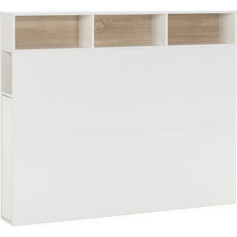 Cabecero de Cama Zeus 165 cm con almacenaje Blanco, 2 Puertas 9 Huecos