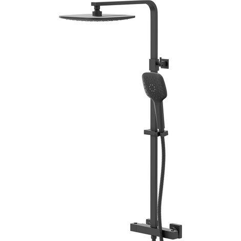Colore Square Matt Black Thermostatic Rigid Riser and Handset Shower System (1/5)