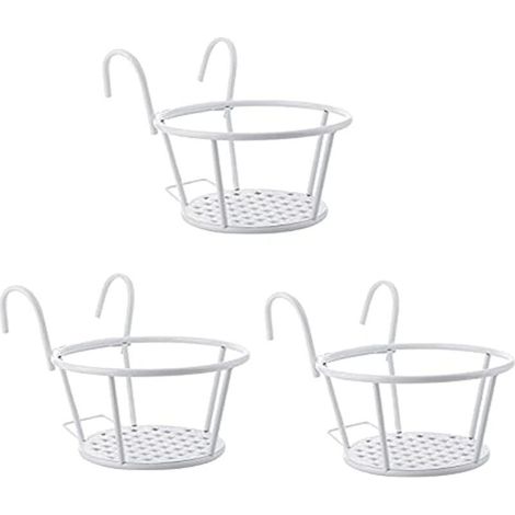Lot de 3 supports de pots de fleurs en métal - Étagère à fleurs à suspendre avec crochets pour pots de fleurs - Rampe suspendue - Pour jardin, balcon, clôture, intérieur et extérieur (1/4)