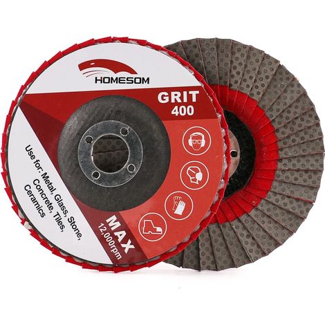 4 "disque de lambeau de meule diamantée, meuleuse d'angle 100mm disque de ponçage pierre métal plastique outil abrasif grain 400 (1/5)