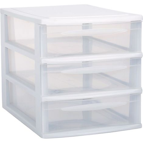 Module de rangement format A4 3 tiroirs avec Stop Tiroirs - Superposables - Blanc - Origine France - Livraison gratuite (1/2)