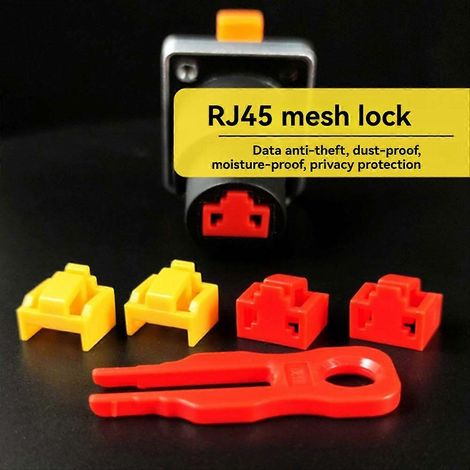 Kit de verrouillage de port RJ45 avec clé, bloqueur de sécurité pour port Ethernet, capuchon de protection anti-poussière pour ports de routeur et d'ordinateur, bleu (1/5)