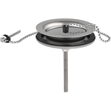 Noyon & Thiebault – Kit d'obturation Ø60 mm pour évier en grès à 2 bacs – Bouchon chromé avec chainette – Débit 70 litres/minute
