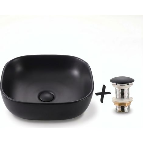 Vasque à poser 45,5 x 32,5 cm avec bonde sans trop-plein noir mat Infinitio SAT (SATINF4532BKM-SETBP)