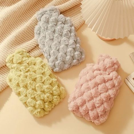 Lot de 3 bouillottes, chaufferette corporelle, peluche avec couvercle, à remplir d'eau, chauffe-mains et chauffe-pieds, 500 ml (1/5)