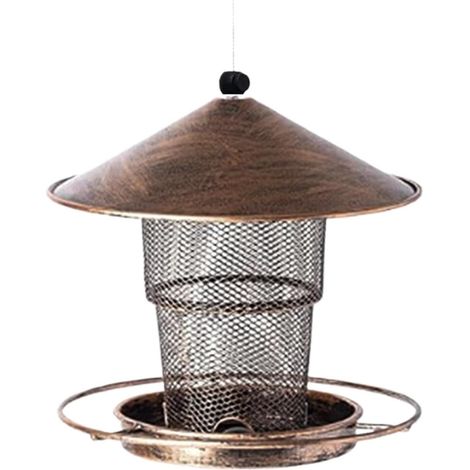 Vogelfutterspender aus Metall, Futterspender für Wildvögel, wetterbeständiges Eisendesign, großes Fassungsvermögen, ideal für Garten, Hof und Außendekoration