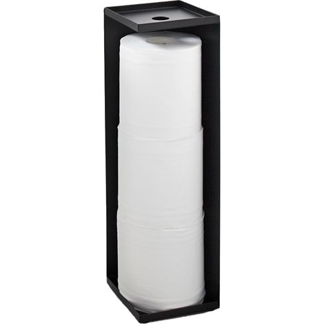 Support pour Papier Toilette Vertical, en Acier - jusqu'à 3 Rouleaux, Rangement Compact Gain de Place pour Salle de Bain, WC, hygiénique - 11,5 x 11,5 x 38,5 cm, Design Japonais, Noir (1/3)