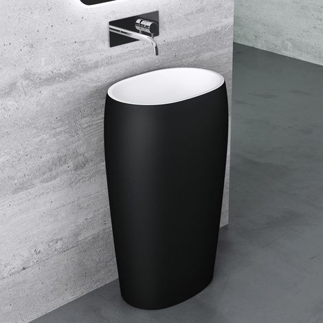 Mai & Mai Design Standwaschbecken freistehend Col32 in Schwarz und Weiß, aus Mineralguss, Waschtisch, Standwaschbecken