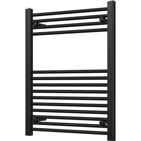 Zennor - Black Heated Towel Rail - H800mm x W600mm - Straight (1/3)