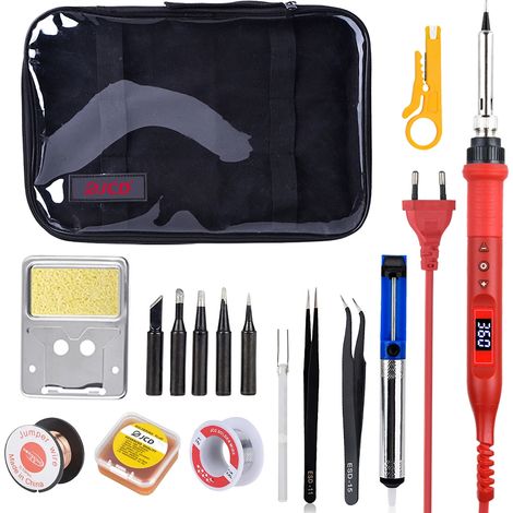 Kit de fer à souder numérique (100 W, 220 V), température réglable, outils de soudage, élément chauffant en céramique (1/4)