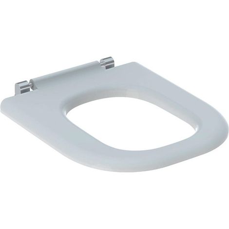 Lunette d'abattant Geberit Renova Comfort, adaptée PMR, forme rectangulaire, fixation par le dessous: Fermeture ralentie:Non, Fixation:Par le bas, Blanc