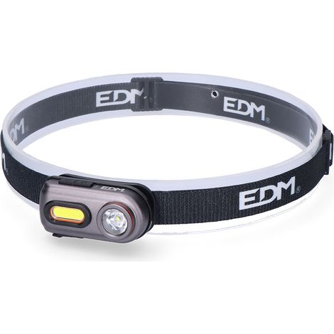 LINTERNA DE CABEZA FRONTAL 2 LEDS 3W+5W 400lm RECARGABLE. EDM (1/5)