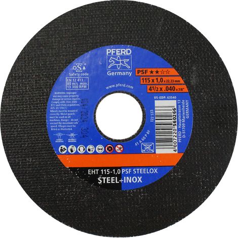 PFERD disco eht115-1.0 a 60 ppsf inox 61730100 caballito , Disco Eht115-1.0 A 60 Ppsf Inox 61730100 de la marca Pferd.