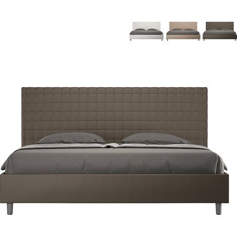 Letto con rete imbottito 180x200 similpelle cappuccino Sunny (1/5)