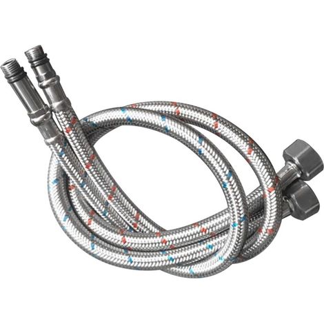 Lot de 2 tuyaux de raccordement G3/8 x M10 - Tuyau flexible 3/8'' - En acier inoxydable - Rallonge pour robinet mitigeur