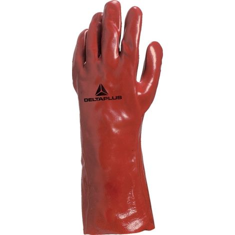 Gant de travail PVC73 en coton enduit PVC rouge 35cm T10 - DELTA PLUS - PVC733510 (1/2)
