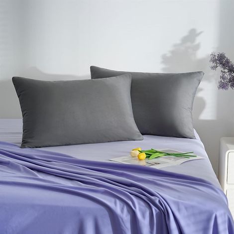 18 Couleurs Lot 2 Taie d'oreiller 50x70 cm Gris Housse Oreiller Coussin pour Canapé Lit Fermeture Éclair Anti-Acariens Hypoallergénique Protège Oreiller Zip Microfibre (1/5)