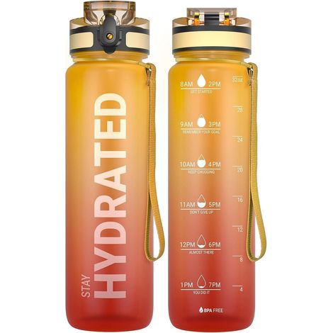 Trinkflasche mit Zeitmarkierung, BPA-frei, 1L/750ML/500ML, auslaufsicher (1/5)