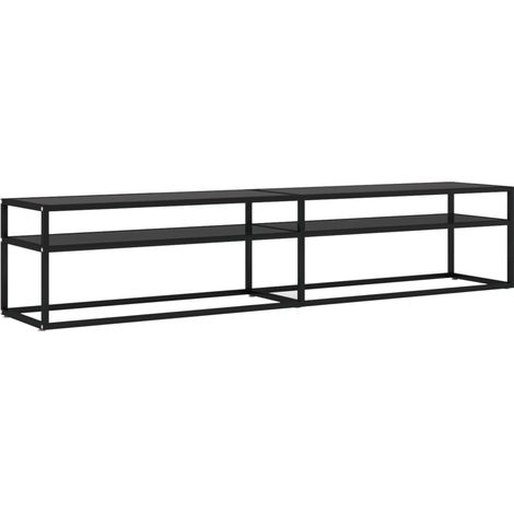 Mobile Porta TV Nero 200x40x40,5 cm in Vetro Temperato vidaXL