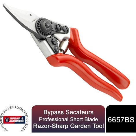 Spear & Jackson Bypass Secateurs Professional Short Blade Razorsharp Garden Tool