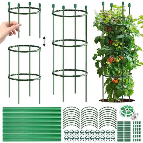Tuteur Tomate Cerise,141 pièces Tuteur pour Plante Amovible,Support pour Plantes Grimpantes,Aidez Vos Plantes à Pousser - Anneau de Support de Plante Pieux à Hortensias,Pivoines,Plantes Vivaces