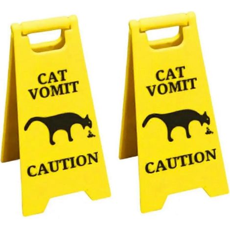 Panneau humoristique « Vomissement de chat » jaune vif, cadeau d'avertissement pour les amoureux des chats (1/5)
