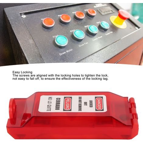 Protector de interruptor de pared con tapa abatible roja, de alta resistencia e ignífugo, para zonas de aislamiento eléctrico industrial. (1/5)