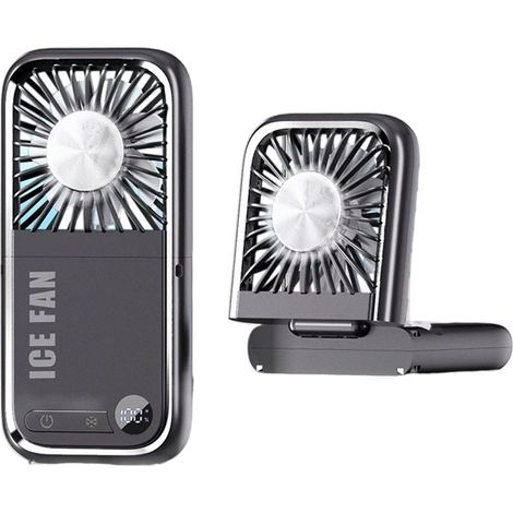 mini ventilateur de bureau, support de téléphone pliable, ventilateurs portables silencieux rechargeables par USB avec écran numérique LED (1/5)