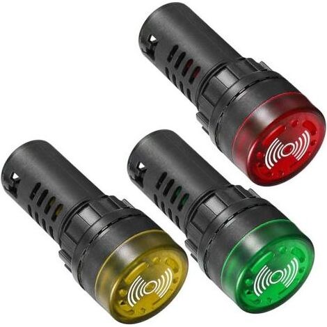 3Pcs Voyant Lumineux avec Buzzer AC 230V, Alarme Clignotante à Montage sur Panneau 22mm pour Panneau de Commande électrique, CVC, Projets de Bricolage (1/5)