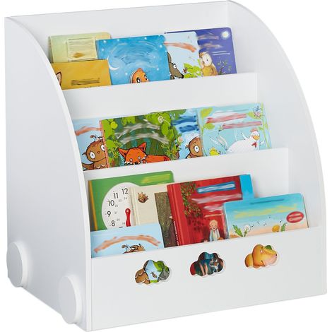 Relaxdays Children's Bookshelf, Storage Unit for Books, Three Shelves Stable MDF Material, HWD: 60 x 58 x 45 cm, White