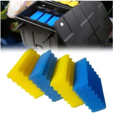 4 Pièce CBF350 Éponges filtrantes de bassin – Mousse de filtration biologique efficace, nettoyage et remplacement faciles, éponges fines bleues grossières et jaunes pour filtre de bassin CBF-350 (1/4)