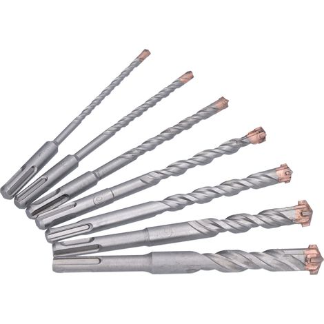 Jeu de 7 forets, tête cruciforme en carbure de 3/8 pouce, queue ronde, forets à béton de 160 mm, adaptés à l'usinage.