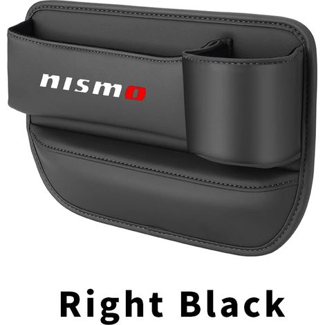 (Noir droit) Boîte de rangement pour l'espace entre le siège et le siège auto, compatible avec les accessoires intérieurs en cuir Nissan Nismo, Almera, Tiida, Sunny, QASHQAI, Skyline, Juke et X-TRAI. (1/5)