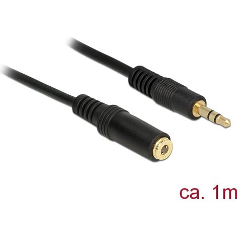 Delock Stereo Jack Extension Cable 3.5mm 3 pin macho  hembra 1 mt negro