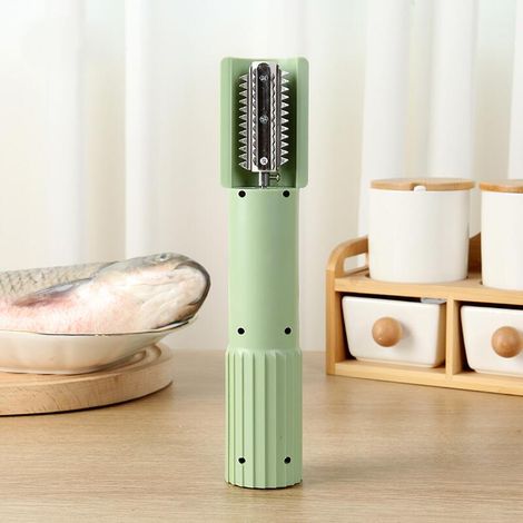 Rallador eléctrico automático de frutas, resistente a salpicaduras, con funciones para pelar y cortar en rodajas - Descamador de pescado - verde (1/5)