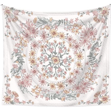 1 pièce tapisserie murale bohème, motif médaillon fleuri datura, décoration murale polyvalente pour salon chambre et dortoir (1/5)