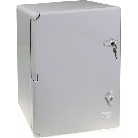 Coffret mural haute-résistance boîtier 500 x 350 x 190 - Porte pleine / Serrure clé / Plaque montage / IP65 / ABS (1/5)