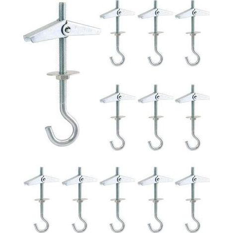 BARKBUSTERS 12 crochets de plafond en acier au carbone, M5 x 90 mm, pour suspendre des plantes sur des plafonds en plâtre. (1/4)